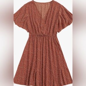 Floerns Women's Striped Print Wrap V Neck Short Sleeve A Line Dress X1